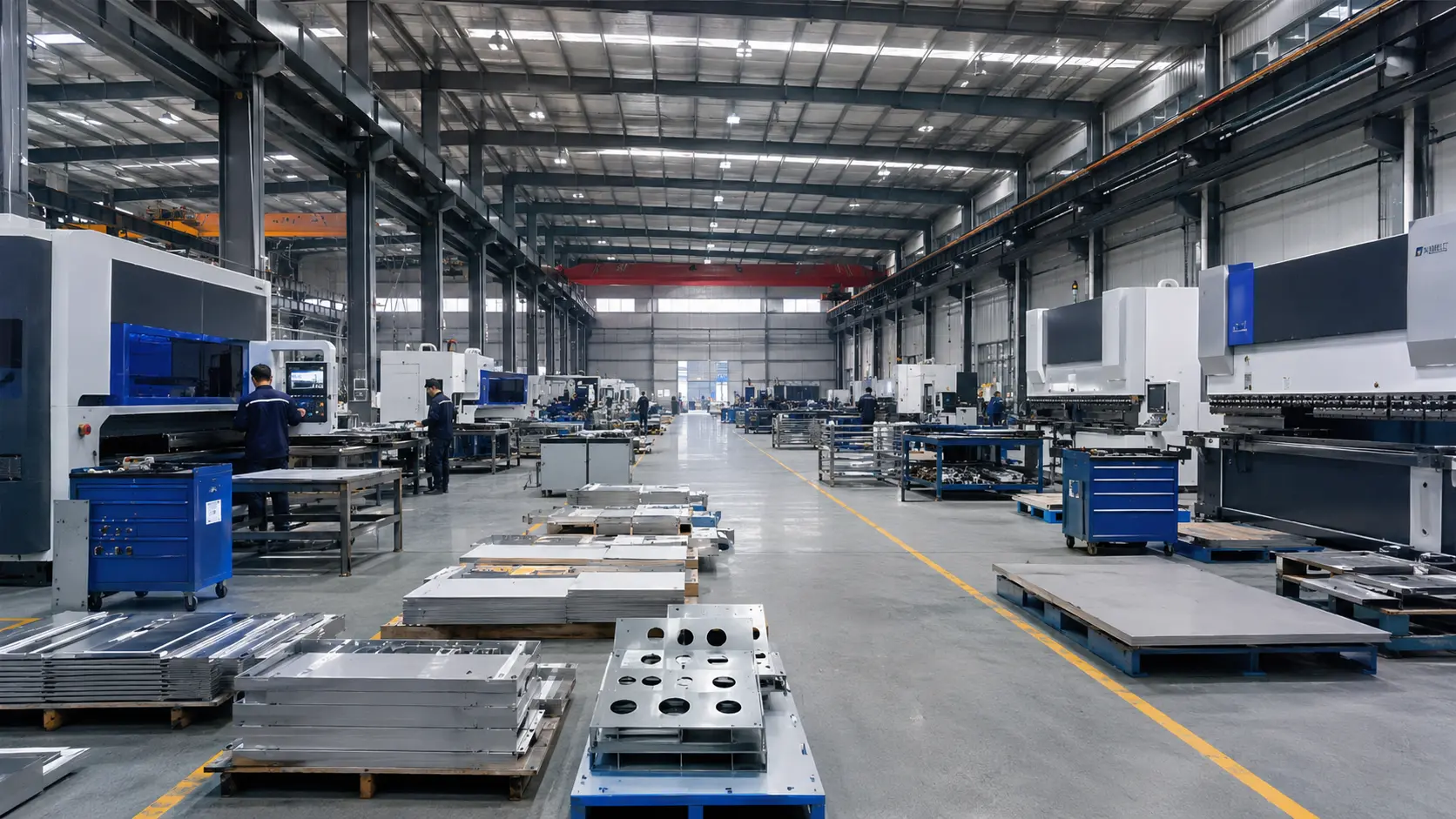 Real scene of sheet metal fabrication workshop