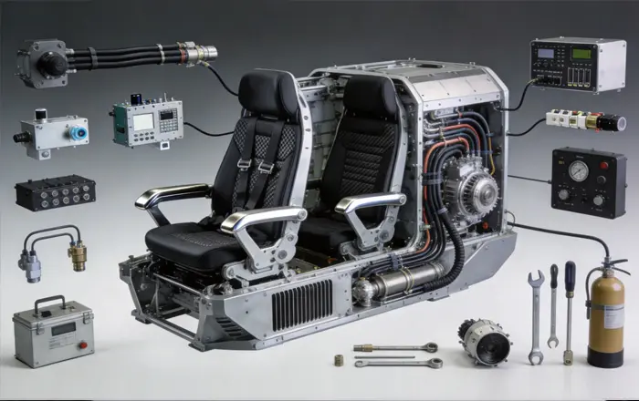 客舱与地面设备系统零件制造：座椅骨架、机构支架、面板与安装件