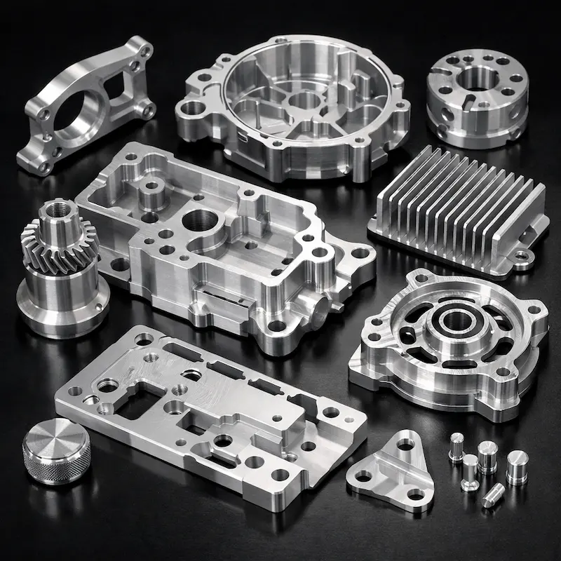 铝合金ADC12（CNC加工）样件：轻量化结构件与外壳件常用，可喷砂、阳极氧化、喷粉、喷漆、丝印、镭雕、抛光（局部）与拉丝