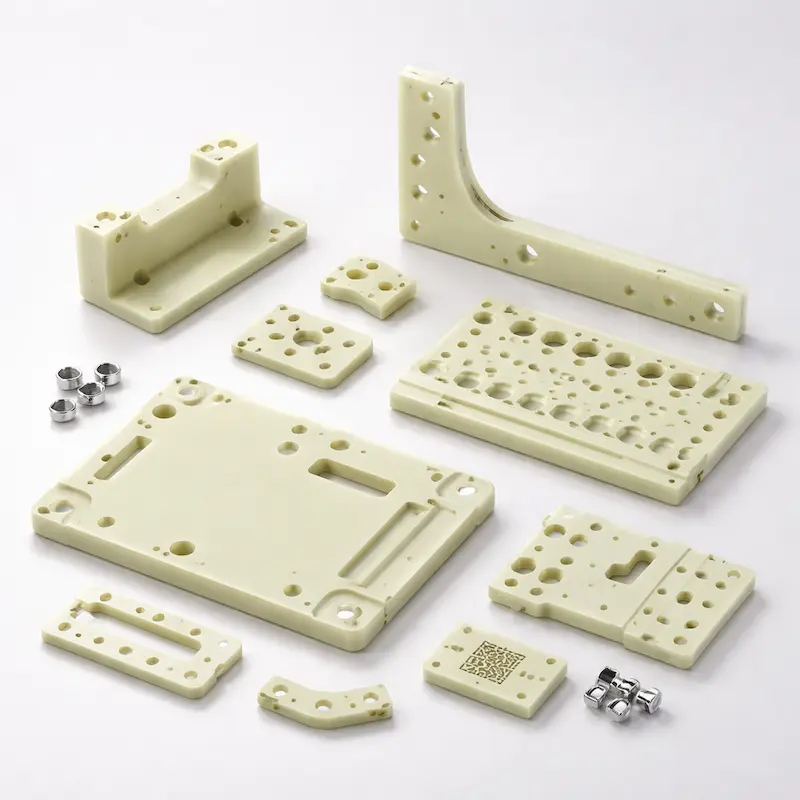 环氧板FR4 CNC加工样件：电气绝缘结构件与夹具治具常用，支持倒角、清洁与镭雕标识