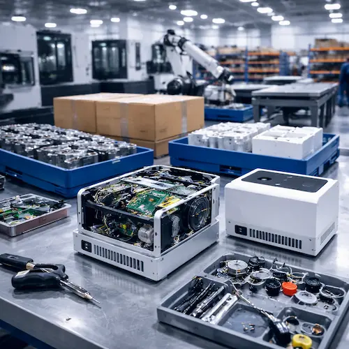 多工艺组合产品：金属结构加塑料外壳与功能件装配件协同交付