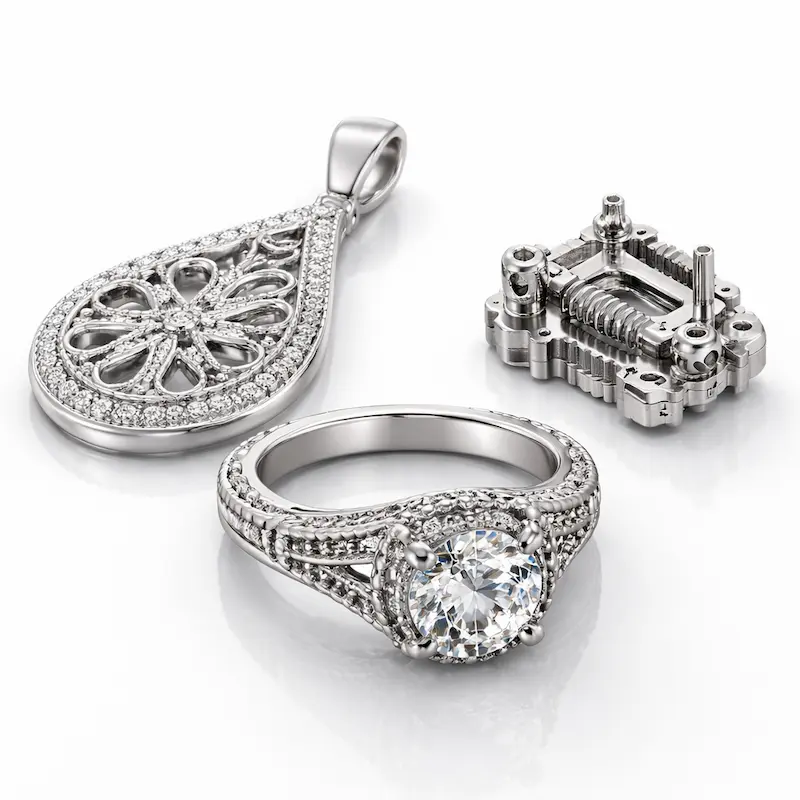 铂金(蜡铸-打磨)样件：失蜡/熔模铸造获得铂金金属成品，可做打磨抛光与电镀，适合精细金属件与耐腐蚀展示样件