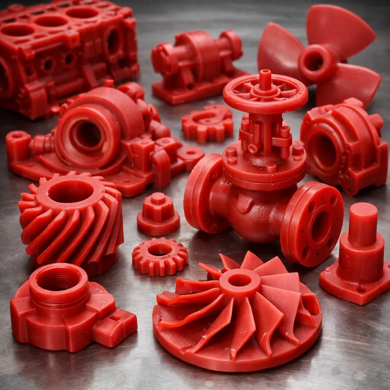 红蜡 3D 打印蜡模：用于失蜡/熔模铸造，可还原复杂曲面与细小纹理，适合珠宝、装饰件与精细金属件的工艺验证与小批量铸造