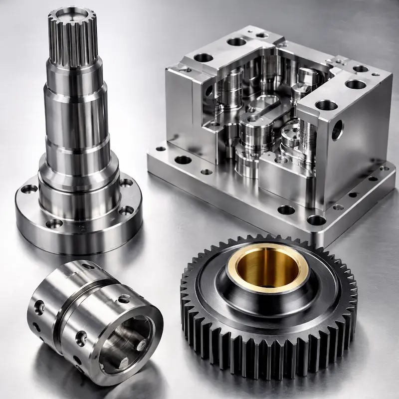 模具钢-718 CNC加工样件：适合承力结构件与高负载功能件，可配合热处理、精磨、研磨、抛光与PVD涂层提升性能与表面质量