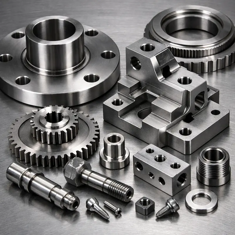碳素钢Q215 CNC加工样件：适合低成本结构件、夹具治具与工业批量零件，可选喷砂、发黑、氧化、镀锌、镀镍、喷粉、喷漆等后处理以提升外观与防锈表现